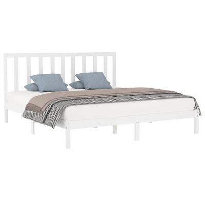 vidaXL Bed Frame without Mattress White 180x200 cm Super King Solid Wood