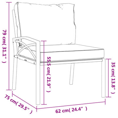 vidaXL 7 Piece Garden Lounge Set with Grey Cushions Steel