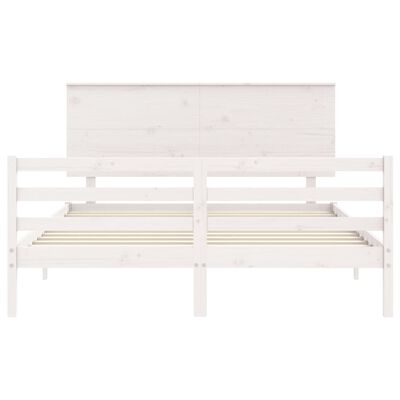 vidaXL Bed Frame without Mattress White King Size Solid Wood