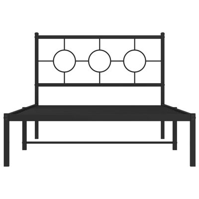 vidaXL Metal Bed Frame without Mattress with Headboard Black 107x203 cm