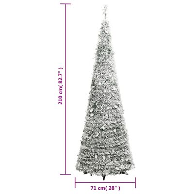 vidaXL Artificial Christmas Tree Pop-up Flocked Snow 200 LEDs 210 cm