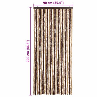 vidaXL Insect Curtain Beige and Light Brown 90x220 cm Chenille