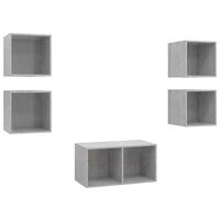 vidaXL 5 Piece TV Cabinet Set Concrete Grey Engineered Wood