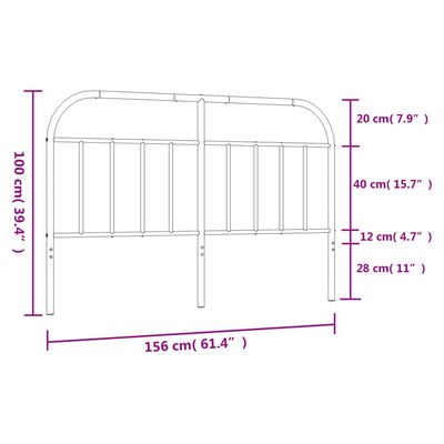 vidaXL Metal Headboard White 150 cm