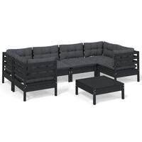 vidaXL 7 Piece Garden Lounge Set with Cushions Black Pinewood