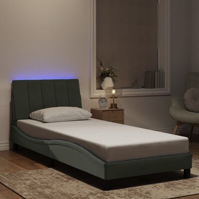 vidaXL Bed Frame with LED without Mattress Dark Grey 90x190 cm Velvet