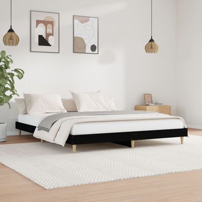 vidaXL Bed Frame without Mattress Black 150x200 cm King Size Engineered Wood