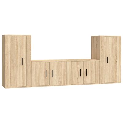 vidaXL 4 Piece TV Cabinet Set Sonoma Oak Engineered Wood