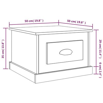 vidaXL Coffee Table Brown Oak 50x50x35 cm Engineered Wood