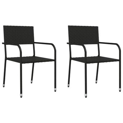 vidaXL 3 Piece Garden Dining Set Black Poly Rattan and Steel