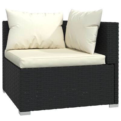 vidaXL 4 Piece Garden Lounge Set with Cushions Poly Rattan Black