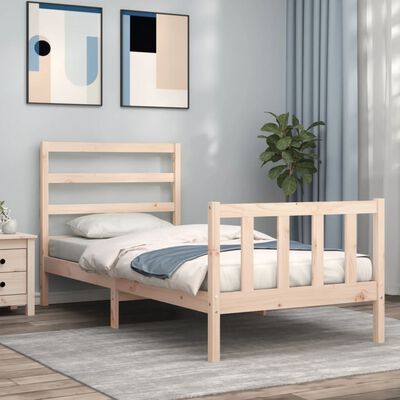 vidaXL Bed Frame with Headboard 90x190 cm Single Solid Wood