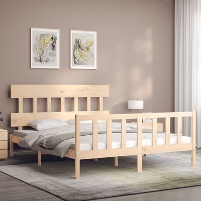 vidaXL Bed Frame without Mattress King Size Solid Wood Pine