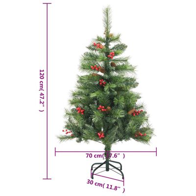 vidaXL Artificial Hinged Christmas Tree 150 LEDs & Ball Set 120 cm