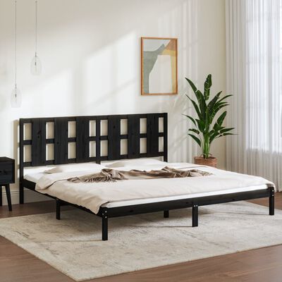 vidaXL Bed Frame without Mattress Black 180x200 cm Super King Solid Wood