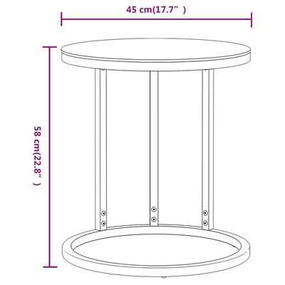 vidaXL Side Table Gold and Transparent 45 cm Tempered Glass