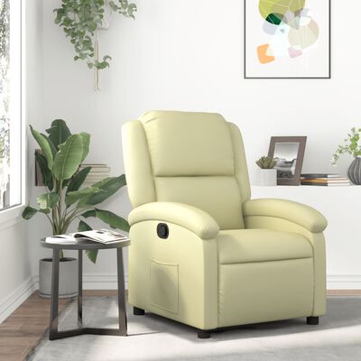 vidaXL Recliner Chair Cream Real Leather