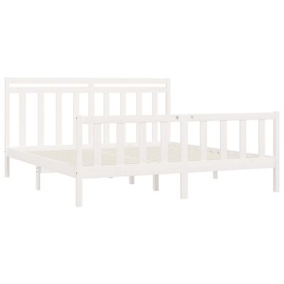 vidaXL Bed Frame without Mattress White Solid Wood Pine 180x200 cm Super King