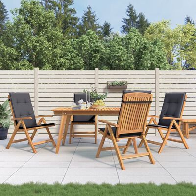 vidaXL Reclining Garden Chairs with Cushions 4 pcs Solid Wood Teak