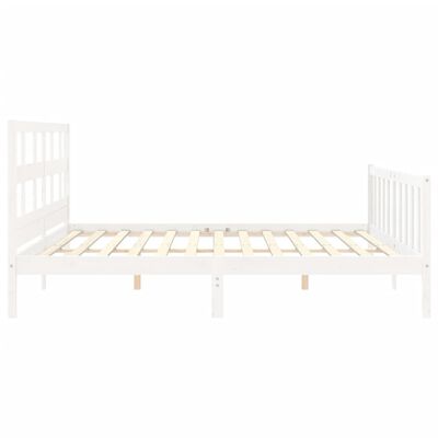 vidaXL Bed Frame without Mattress White Super King Size Solid Wood Pine