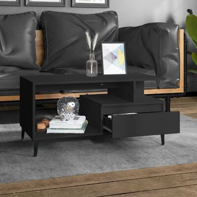 vidaXL Coffee Table Black 90x49x45 cm Engineered Wood