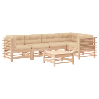 vidaXL 6 Piece Garden Lounge Set with Cushions Solid Wood