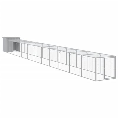 vidaXL Chicken Cage with Run Light Grey 110x1221x110 cm Galvanised Steel