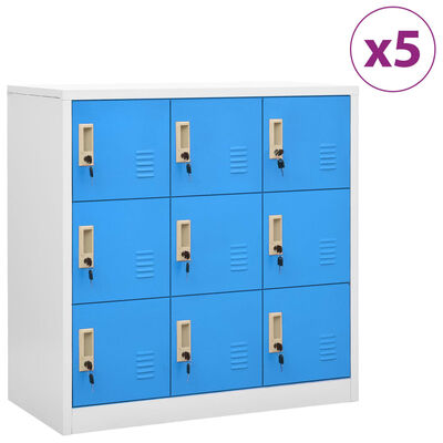 vidaXL Locker Cabinets 5 pcs Light Grey and Blue 90x45x92.5 cm Steel