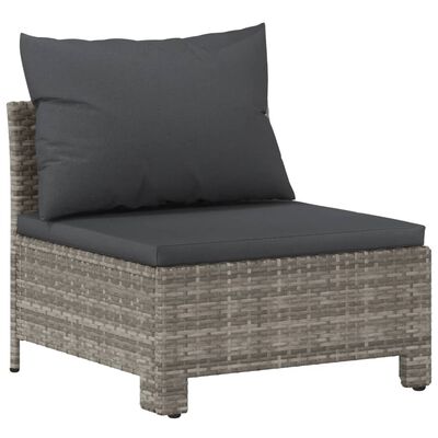 vidaXL 7 Piece Garden Lounge Set with Cushions Grey Poly Rattan