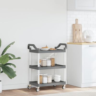 vidaXL 3-Tier Trolley Grey 81x41x92 cm Aluminium