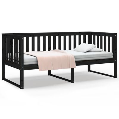 vidaXL Day Bed without Mattress Black 90x190 cm Single Solid Wood Pine