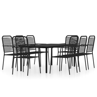 vidaXL 9 Piece Garden Dining Set Black