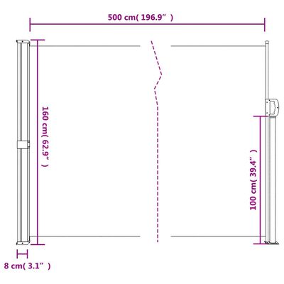 vidaXL Retractable Side Awning Anthracite 160x500 cm