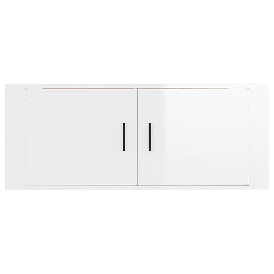 vidaXL Wall Mounted TV Cabinet High Gloss White 100x34.5x40 cm