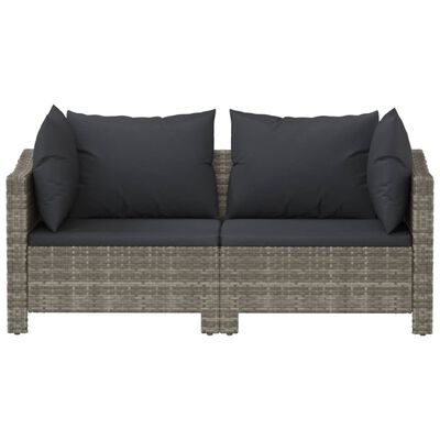 vidaXL 2 Piece Garden Lounge Set with Cushions Grey Poly Rattan