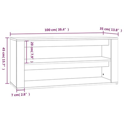 vidaXL Shoe Rack Brown Oak 100x35x45 cm Engineered Wood