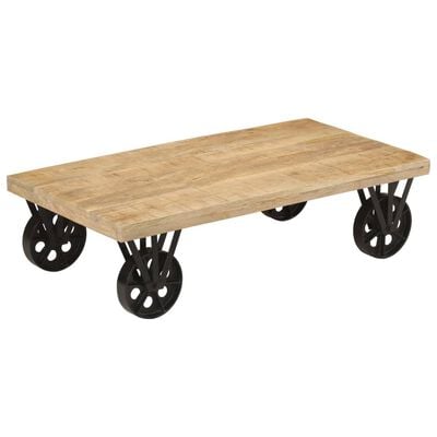 vidaXL Coffee Table with Wheels 110x55x29.5 cm Solid Wood Mango