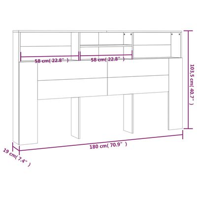 vidaXL Headboard Cabinet Brown oak 180x19x103.5 cm