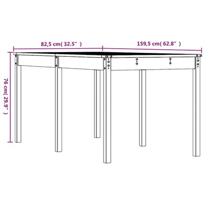 vidaXL Garden Table 159.5x82.5x76 cm Solid Wood Pine