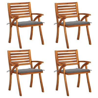 vidaXL Garden Chairs with Cushions 4 pcs Solid Acacia Wood