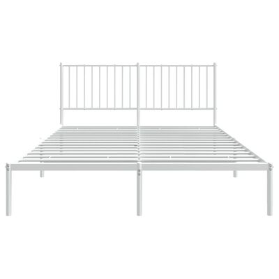 vidaXL Metal Bed Frame with Headboard White 150x200 cm King Size