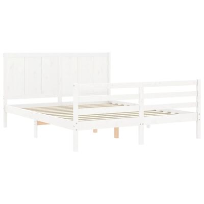 vidaXL Bed Frame without Mattress White King Size Solid Wood