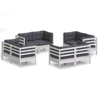 vidaXL 8 Piece Garden Lounge Set with Anthracite Cushions Pinewood