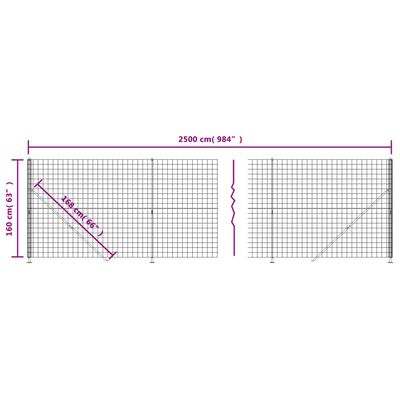 vidaXL Wire Mesh Fence with Flange Anthracite 1.6x25 m