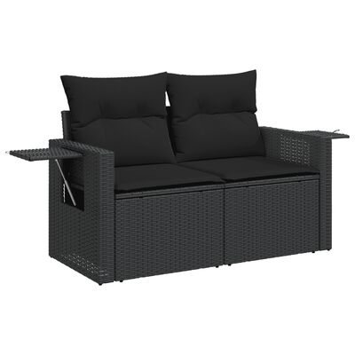 vidaXL 9 Piece Garden Sofa Set with Cushions Black Poly Rattan