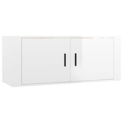 vidaXL 2 Piece TV Cabinet Set High Gloss White Engineered Wood