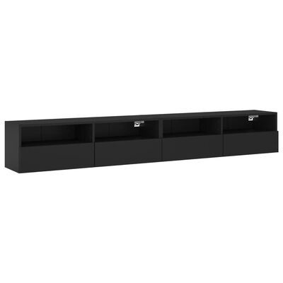 vidaXL TV Wall Cabinets 2 pcs Black 100x30x30 cm Engineered Wood