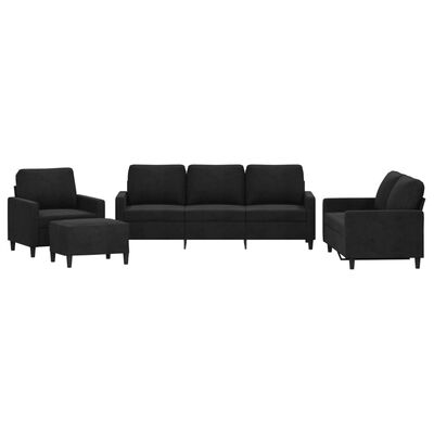 vidaXL 4 Piece Sofa Set with Cushions Black Velvet