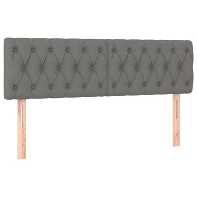 vidaXL LED Headboard Dark Grey 160x7x78/88 cm Fabric