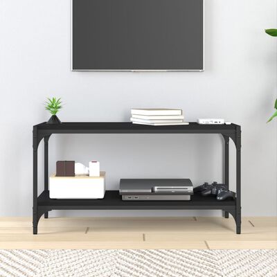 vidaXL TV Cabinet Black 80x33x41 cm Engineered Wood and Steel